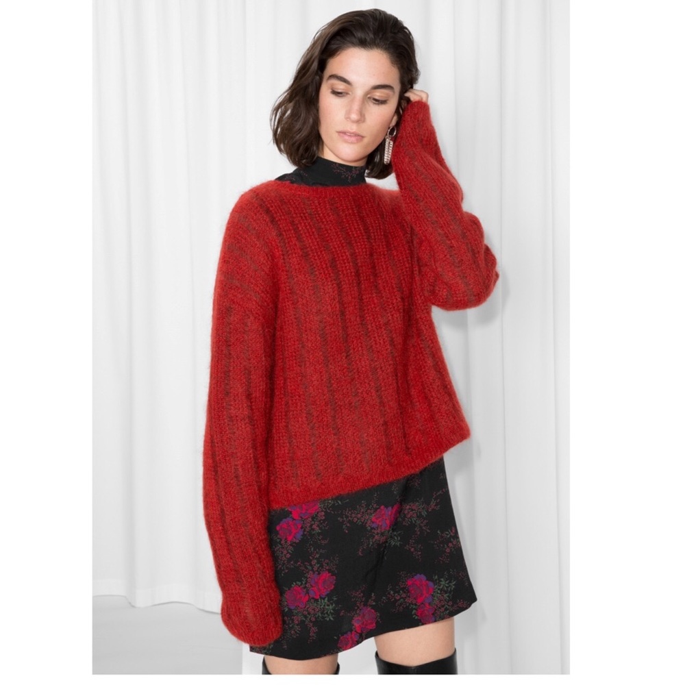 & Other Stories Fuzzy Mohair Wool knit red Sweater